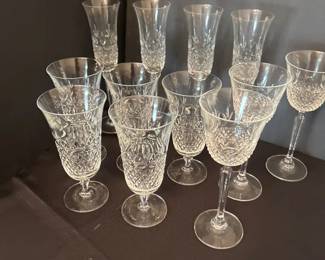 Vintage CutStyle Crystal Stemware  11 Assorted Wine  Champagne Glasses