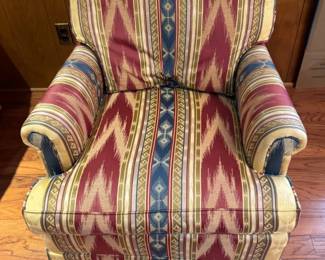 Country Chair Upholstered Armchair with Geometric Stripes