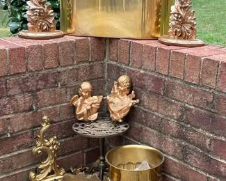 Vintage Brass Decor Collection  Planters, Cherubs, Wall Shelves  More