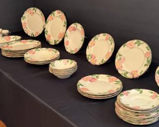  04 Franciscan Desert Rose Dinnerware with Platter  Serving Bowls