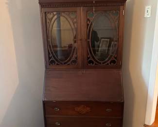 Secretary Cabinet with Glass Doors  3 Drawers