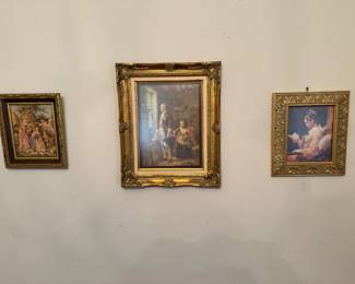 Fragonard Reading Reproduction  Framed Woven Scenes, 3 PC