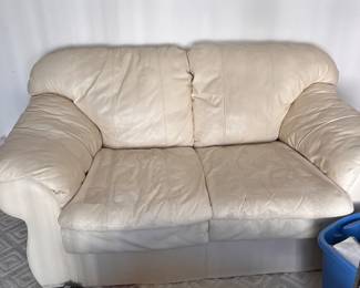 White leather loveseat