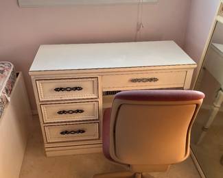 Small desk and rolling chair