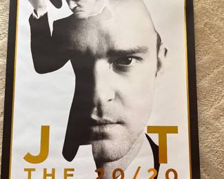 Two Justin Timberlake 2020 Experience World Tour concert numbered posters