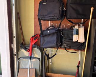 Weed whacker, laptop bags, folding chair
