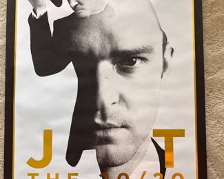 Two Justin Timberlake 2020 Experience World Tour concert numbered posters