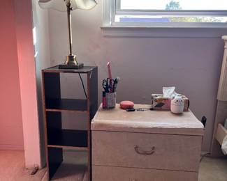 Nightstand lamp and shelving