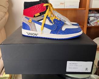The Shoe Surgeon x Off-White x Air Jordan "Lux Union" Storm Blue custom sneakers men's size 8.5