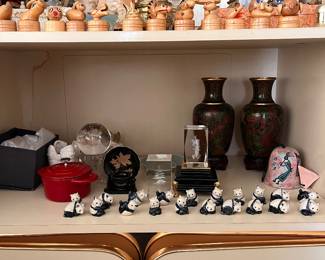 Panda figurines, crystal ball