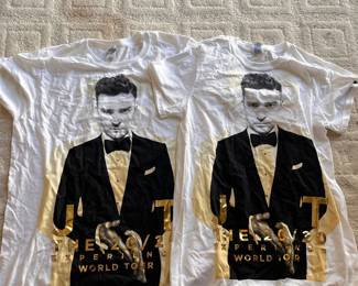Two Justin Timberlake 2020 Experience World Tour concert tshirts