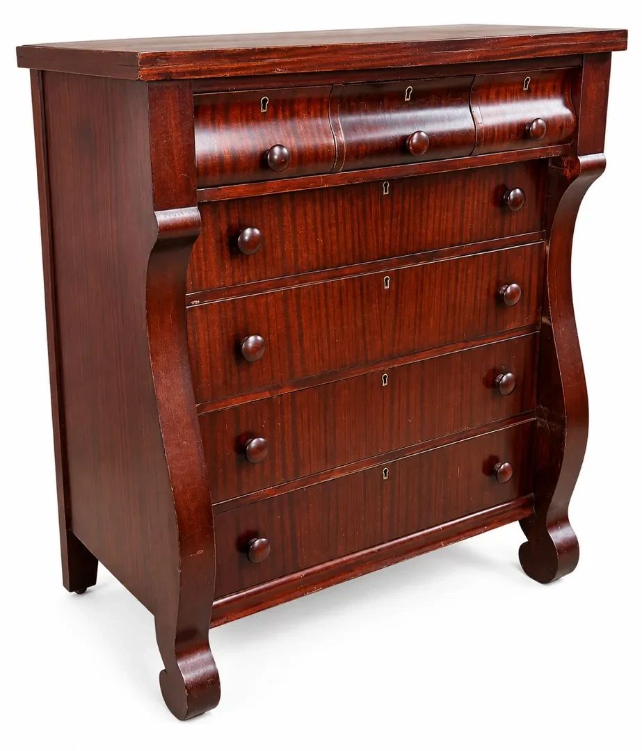 Antique 19th Century American EmpireStyle Mahogany Chest of Drawers