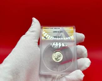 MS64 1950S Silver Dime Anacs Graded