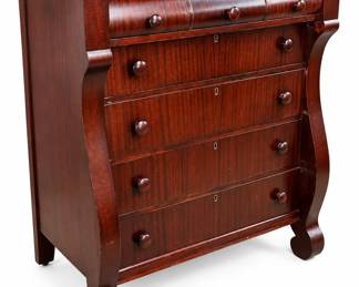 Antique 19th Century American EmpireStyle Mahogany Chest of Drawers