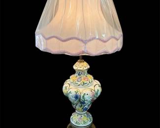 Vtg Italian Capodimonte Table Lamp WShade