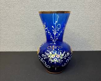 Vintage Murano Venetian Cobalt Blue Glass Vase