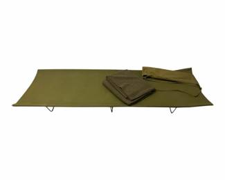 MilitaryStyle Camping Cot with Blanket