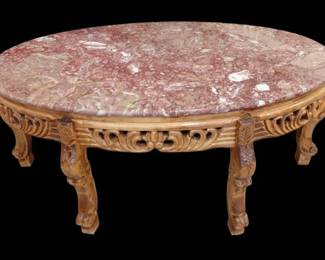 Vintage Wooden Marble Top Coffee Table