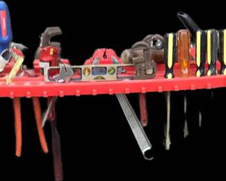 Mixed Hand and Power Tool Lot Craftsman Drill, Black Decker Saw Toolbox