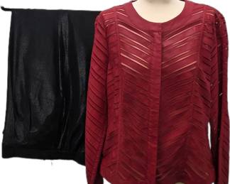 Bagatelle Collection Leather on Mesh Full Zip Jacket and Shimmer Pants