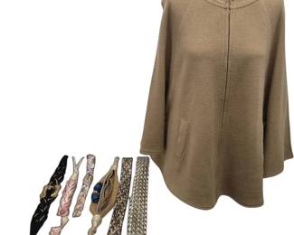 Big Buddah Tan Knit Sweater Cape and Belts