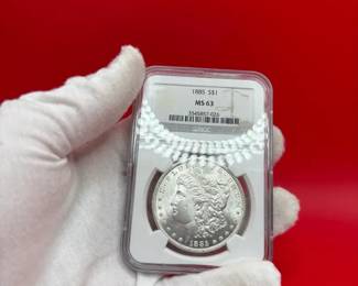 1885S MS63 NGC Graded Silver Morgan Dollar