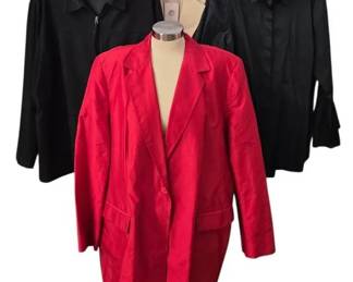 Womans Clothing Silk Blazer, Tan Blazer, Black Button Down Full Zip Jacket