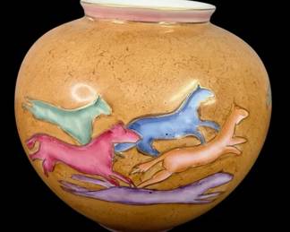 Vintage Glazed Ceramic Art Pottery Vase