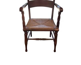 Vintage Hitchcock Style Captains Armchair with Woven Rush Seat