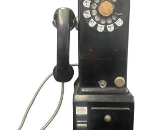 Vintage Black 3 Slot MCM Rotary Pay Phone