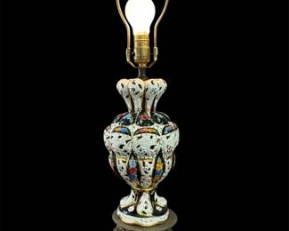 Vtg CapodimonteStyle MultiColor Floral Table Lamp
