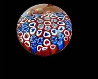 Murano Millefiori Glass Paperweight 3 Inches