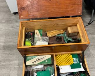 Wood Chest Full of Gun Supplies, Parts, and Ammo