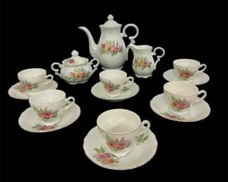 Vintage White Porcelain Tea Art W Rose Floral Pattern