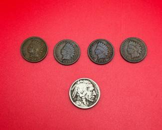 Lot of 5 Better Indian HeadBuffalo Nickels