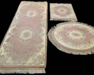 Vintage Set of 3 Wool Rugs Made in India