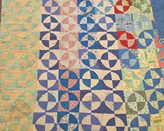 Vintage Patchwork Quilt A Variation of the Drunkards Path Pattern