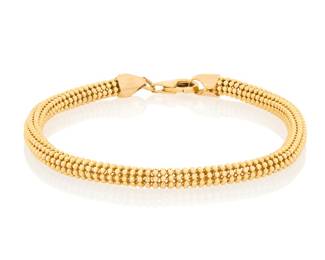 1181 A 14K Gold Bracelet Featuring fancy ball links, signed Milros  Length: 7 1/2 in. 7.9 grams gross Estimate: $600 - $800