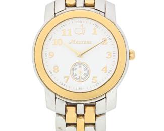 1060 A Two-Tone 'Masters Tournament' Watch Dial: 27.00 mm, round with Arabic hour markers Case: 35.00 mm Case number:  limited edition 1087/1500 Closure: two-tone metal bracelet with a butterfly clasp Signed: dial and case  Inner circumference: 7 in. 108.9 grams gross Estimate: $300 - $500