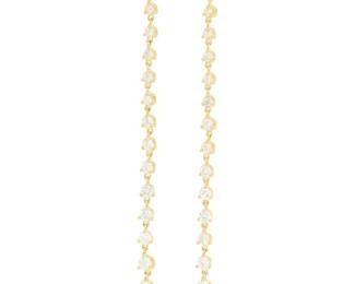 1166 A Pair of 18K Gold and Diamond Earrings Of a long single tassel design featuring graduated round diamonds weighing approximately 2.50 carats total 2 pieces  Length: 3 1/3 in. 6.3 grams gross Estimate: $1,800 - $2,200