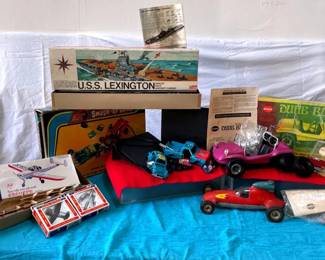 Vintage Airplane And Aircraft Carrier Dune Buggy, Race Car