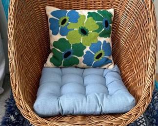 Mod Brown Wicker Chair With Cushion And Pillow
