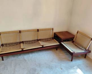 Gorgeous Hans Olsen TeakWoven Modular Sofa, Table TV 161 Set