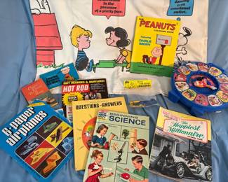 70s Toy And Book Lot Matchbook Cars, Peanuts, Disney