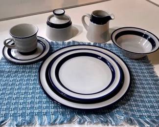 Noritake Stoneware With Blue Trim Dishes