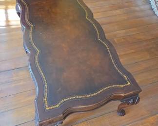 Weiman Heirloom Mahogany Coffee Table with Gold Tooled Inlay