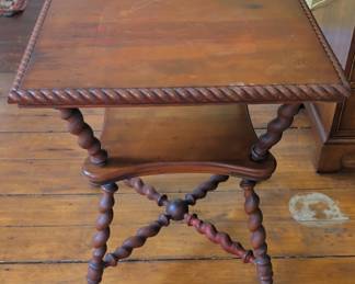 Victorian Era 2 Tier ParlorLamp Table Feat. Twist Legs Claw and Ball Feet