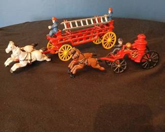 Antique Cast Iron Horse Drawn Hook Ladder Pumper