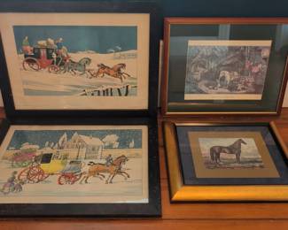Lot of 4 Assorted Horse Framed Prints