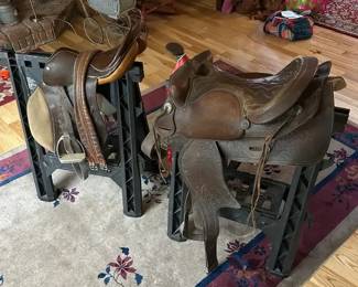 Vintage Crosby Saddle Tooled Leather Saddle